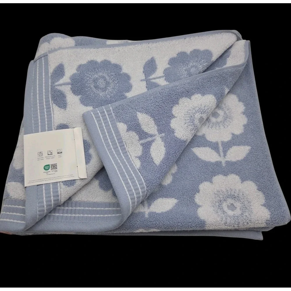 Caro Home 7pc Blue White Daisy Days Soft Cotton Towel Set 3 Bath 2 Hand‎ 2 Tip